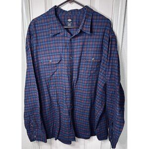 Dickies Relaxed Fit Mens 4XL Plaid Button Flannel Shirt Outdoor Rustic Cabin